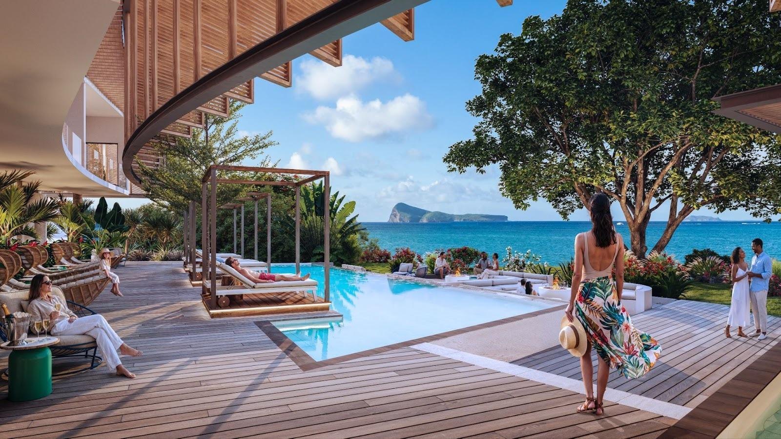 Ocean Club pool and sea view at Les Palétuviers